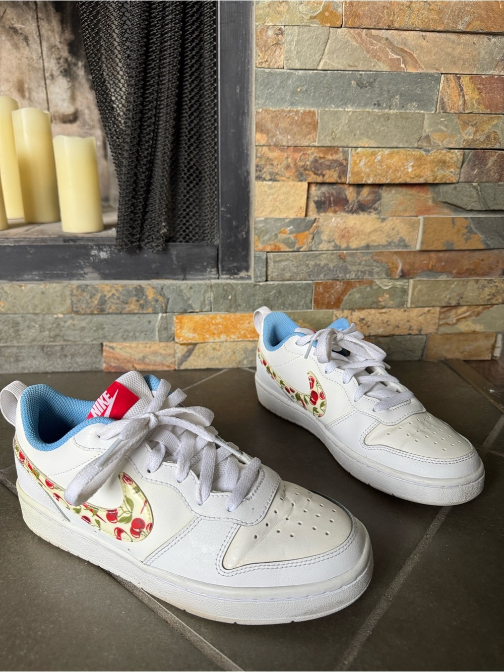 Nike Belcourt cottagecore Sneakers with Cherry and gingham Lining
